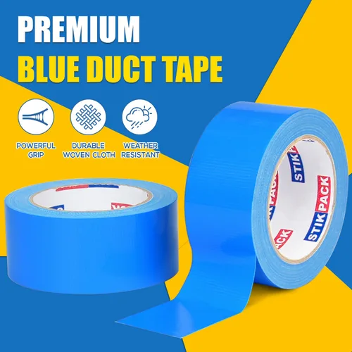 Vista 4 de 2 rollos de cinta adhesiva azul resistente, resistente e industrial, de color industrial, 9 mil x 2 pulgadas x 25 yardas, flexible, sin residuos