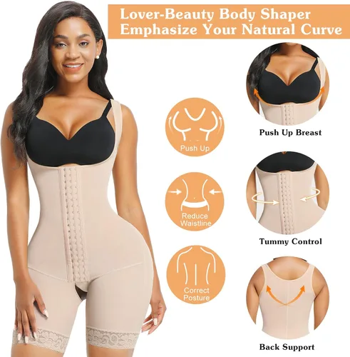 Vista 4 de Lover-Beauty Shapewear for Women Tummy Control Fajas Colombianas Plus Size Butt Lifter Body Shaper for Women Bodysuit