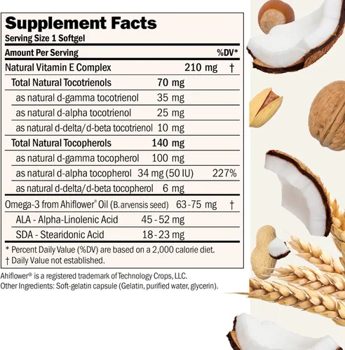 Vista 2 de ANDREW LESSMAN Tocotrienoles completos con Gamma Vitamina E 30 cápsulas blandas - Ocho formas de vitamina E