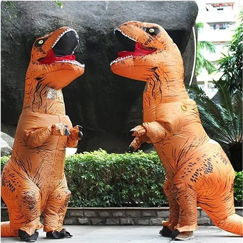 Vista 5 de Ekuuga T-Rex - Disfraz inflable de dinosaurio marrón, disfraz de Halloween, disfraz de cosplay