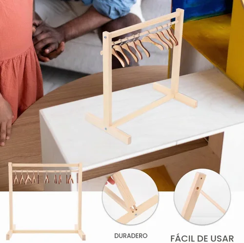 Vista 6 de Zerodeko 10 perchas de ropa para muñecas, perchero para ropa de muñeca, estante de ropa para casa de niños, mini organizador de armario