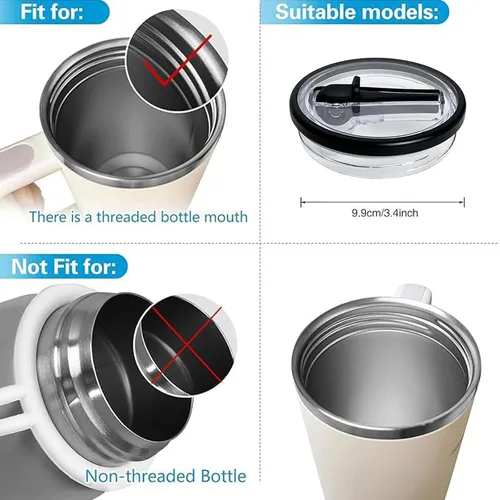 Vista 3 de Paquete de 2 tapas abatibles para vasos de 40 onzas, de repuesto, compatibles con Stanley Quencher, a prueba de fugas, resistentes a salpicaduras