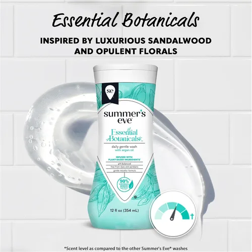 Vista 5 de Summer's Eve Essential Botanicals - Lavado femenino diario para todo el cuerpo con aceite de argán, jabón corporal suave con pH balanceado