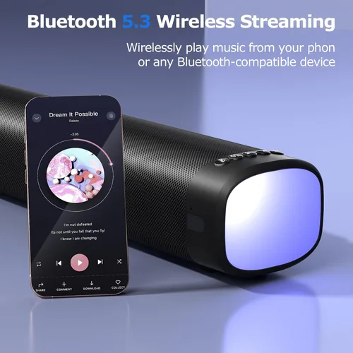 Vista 10 de Barra de sonido para Smart TV, barra de sonido de 100 W con 3 luces RGB dinámicas, Bluetooth 5.3, conexión ARC/Opt/AUX, volumen dinámico 3 modos