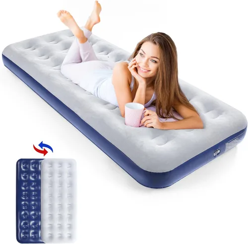 Vista 10 de Colchón de aire para camping de tamaño completo a prueba de fugas, almohadilla para dormir, cama de viaje, cama de aire portátil para hogar