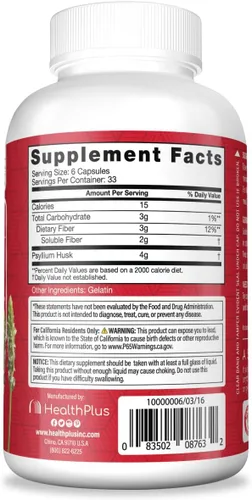 Vista 2 de Health Plus Apoyo digestivo de limpieza de colon Fibra diaria natural para la eliminación de toxinas para reducir la hinchazón Apoya la salud