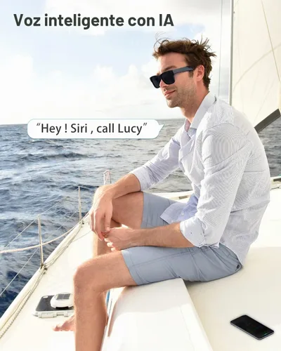 Vista 2 de RUIMEN Lentes inteligentes de audio Bluetooth para hombres y mujeres, lentes de sol inteligentes con altavoces y micrófonos con música de oído