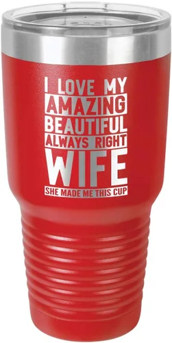 Vista 12 de OnlyGifts.com - Vaso con pajita y texto "I love my wife", 30 onzas, Negro