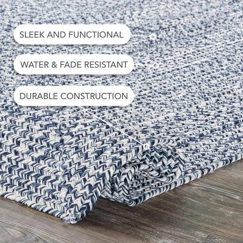 Vista 7 de nuLOOM Wynn - Alfombra trenzada para interiores y exteriores, color azul marino, 6 pies x 9 pies
