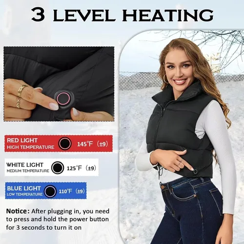 Vista 4 de Chaleco térmico para mujer, chaleco ligero de invierno sin mangas para mujer, chaleco de calefacción, 5 piezas de chaleco de calefacción, 3