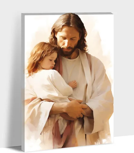 Vista 18 de Arte de pared de Jesús y el niño, póster minimalista bohemio cristiano, lienzo para pared, imagen abstracta de Jesús, arte cristiano religioso