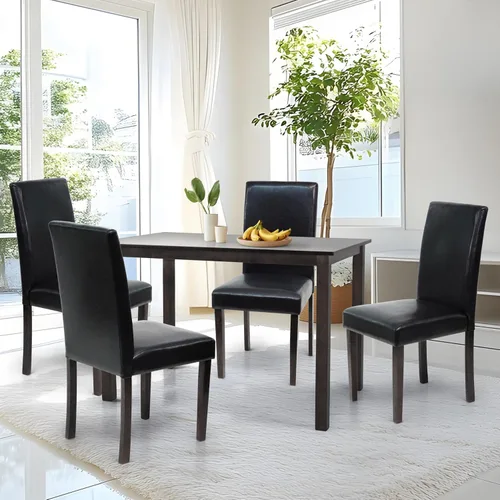Vista 6 de Preston - Mesa rectangular de madera maciza, estilo contemporáneo, color espresso