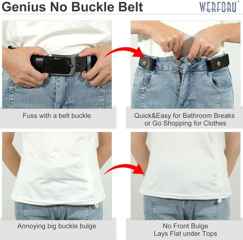 Vista 2 de Sin hebilla cinturón elástico para mujeres hombres cinturón de cintura de hasta 72 pulgadas para jeans