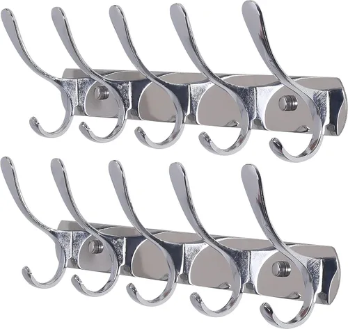 Vista 16 de SKOLOO Perchero de pared moderno, perchero de pared de metal con 5 ganchos, resistente riel de pared para colgar abrigos, chaquetas, ropa, Negro
