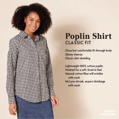 Vista 2 de Tienda Essentials Camisa de popelina con botones y manga larga para mujer