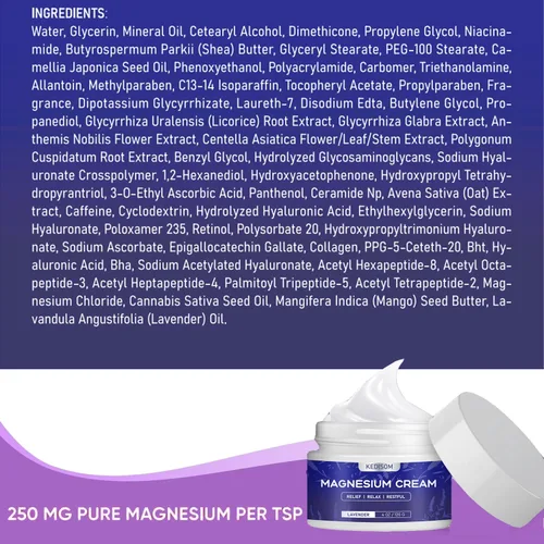 Vista 3 de Crema de magnesio para dormir - Loción tópica natural de magnesio, calma - Mantequilla corporal nocturna para hidratación profunda - Seguro