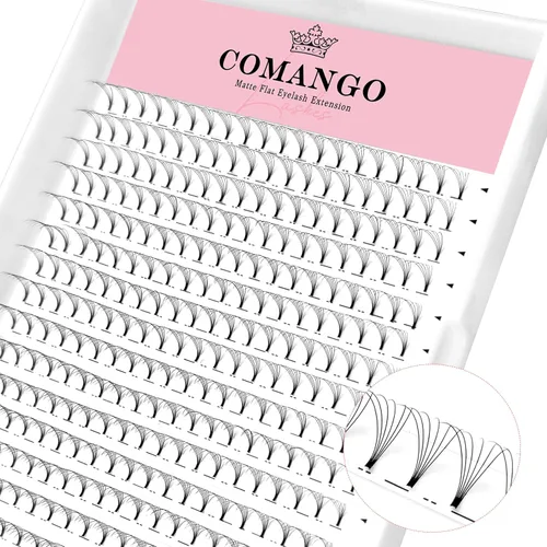 Vista 51 de Extensiones de pestañas de volumen prefabricadas 10D, 0.003 in de grosor, rizo C/D, 0.472 in, tallo corto, extensiones de pestañas de volumen