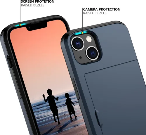 Vista 130 de Nvollnoe - Funda para iPhone 14 con tarjetero [tienda de 5 tarjetas] Negro - Almacenamiento más grande