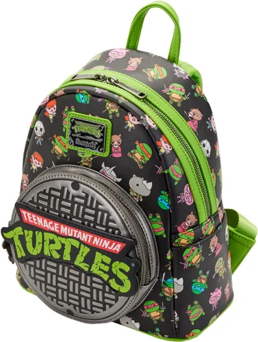 Vista 3 de Loungefly TMNT - Mini mochila AOP con tapa de alcantarillado, Multi