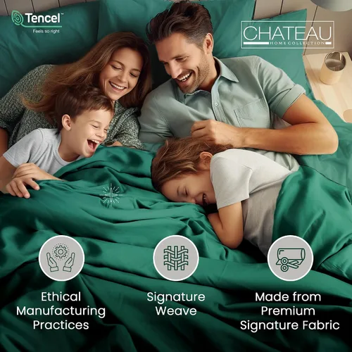 Vista 4 de CHATEAU HOME COLLECTION Tencel - Juego de sábanas de algodón suave, transpirable de 300 hilos con certificación Oeko-TEX, tamaño King, sábanas