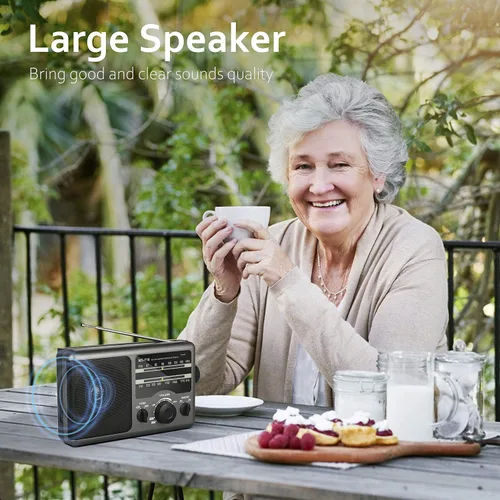 Vista 4 de Radio portátil AM FM con batería con la mejor recepción, conector para auriculares, mejor calidad de sonido