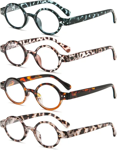 Vista 8 de Paquete de 4 mini lentes de lectura redondos pequeños, cómodos para mujeres y hombres (multicolor2, 1.00, multiplicador_x)