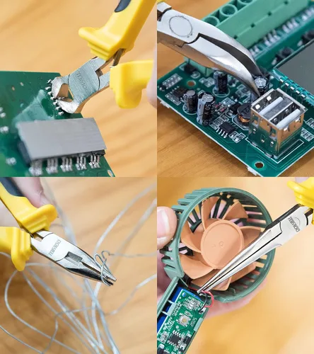 Vista 6 de DOWELL Juego de 6 alicates pequeños con punta de aguja, diagonal, punta de nariz doblada y línea para hacer manualidades, reparar dispositivos