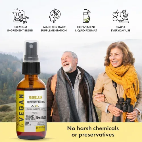 Vista 4 de Bromelain Mist líquido en aerosol, sin azúcar, fabricado en Estados Unidos, 2 onzas líquidas