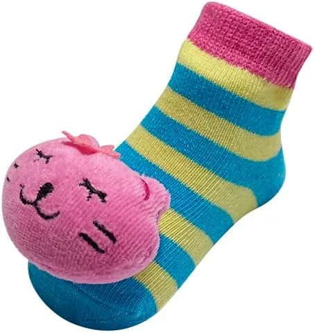 Vista 4 de PUPPET Calcetines sonajeros para bebé, botines de algodón, juego de regalo, Multicolor, 6 meses