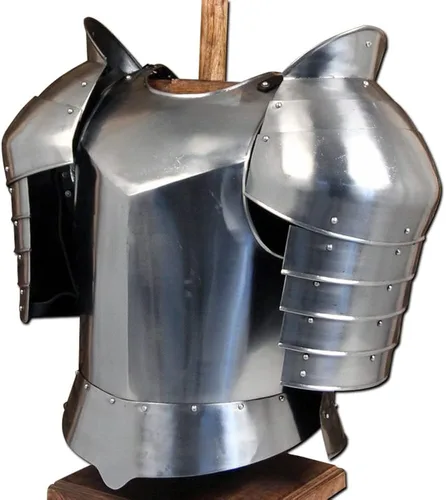 Vista 3 de Medieval Warrior Protector de hombro de acero para el pecho