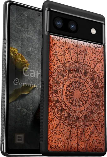 Vista 13 de Carveit Funda de madera para Pixel 6 2021 [madera natural y TPU suave] a prueba de golpes, funda de madera única compatible con Google Pixel 6