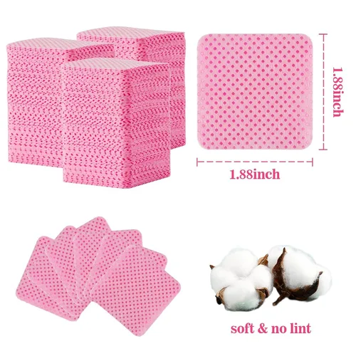 Vista 2 de MAQIHAN 600 Toallitas para Uñas Sin Pelusa - Toallitas Removedoras de Esmalte de Uñas Rosa Sin Pelusa, Almohadillas para Uñas Sin Pelusa para Uñas