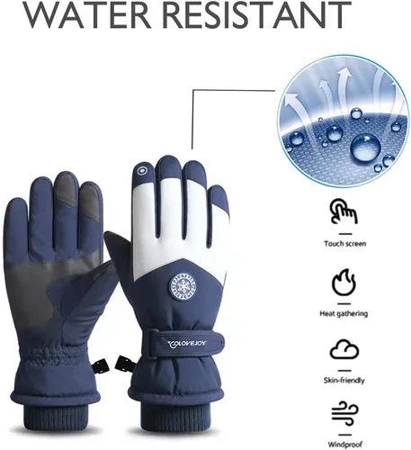 Vista 2 de ZJRXM Guantes de esquí impermeables para pantalla táctil, guantes de nieve para hombres y mujeres, antideslizantes, guantes de invierno cálidos