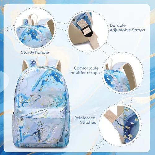 Vista 4 de BLUBOON Mochila escolar para niñas y adolescentes con lonchera y estuche para lápices compartimento para computadora portátil, mochila casual
