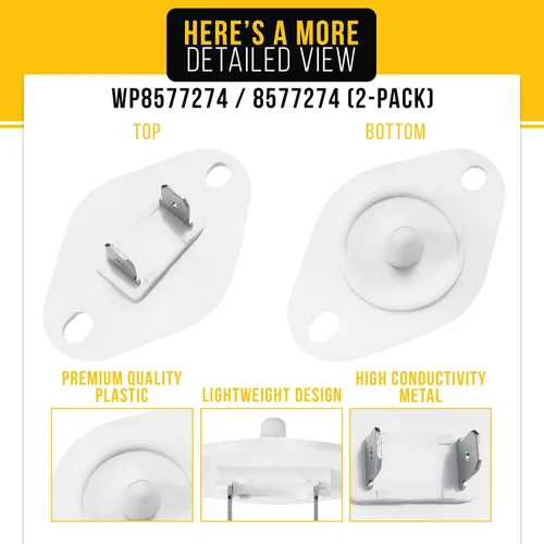 Vista 3 de Termistor 8577274 para secadores Whirlpool de PartsBroz – Reemplaza WP8577274, AP6013514, 3390292, 3406294, 3976615, 772546, ER8577274, PS11746740