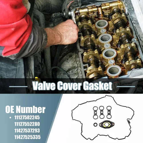 Vista 2 de X AUTOHAUX NO.11127582245/11127552280/11427537293/11427525335 Junta de tapa de válvula para BMW 128i 323i 328i X3 Z5 X4 1 Set