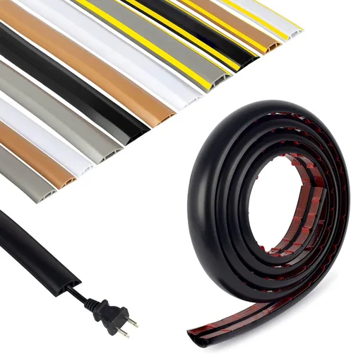 Vista 13 de Rubber Bond Protector de cable de piso - Cubiertas de cable autoadhesivas fuertes para cables - Cubiertas de cable de extensión de perfil bajo