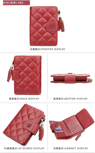 Vista 3 de Monedero de cuero de las mujeres Bifold Nlocking señoras con titular de la tarjeta ventana monedero