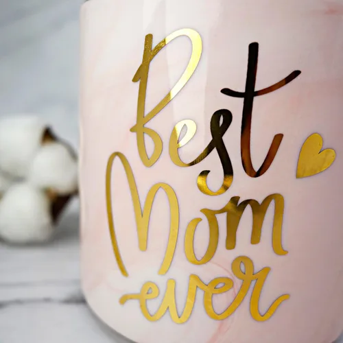 Vista 3 de Vilight regalos para mamá Gifts de hija e hijo - Taza con texto en inglés "Best Mom Ever"., Rosado Pink Hearts Marble Ceramic Mug, Best Mom Ever