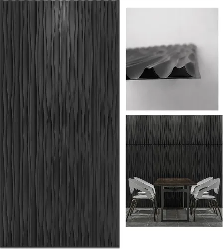 Vista 9 de Art3d - Paneles de pared 3D de 20 piezas, 11.8" x 11.8" (1.77 m²) Paneles de pared de PVC, decoración de pared adhesiva para sala de estar, Negro
