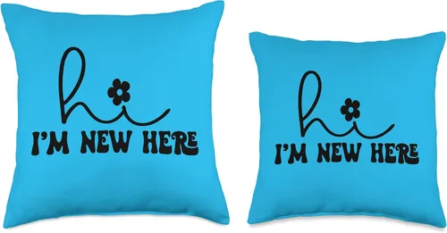 Vista 3 de Hi I'm New Here Ice Breaker TShirt for Girls and Women Throw Pillow