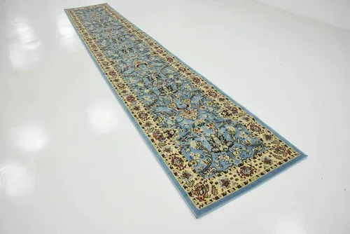 Vista 5 de Unique Loom Kashan Collection - Alfombra tradicional con diseño floral, color negro Celeste/azul marino