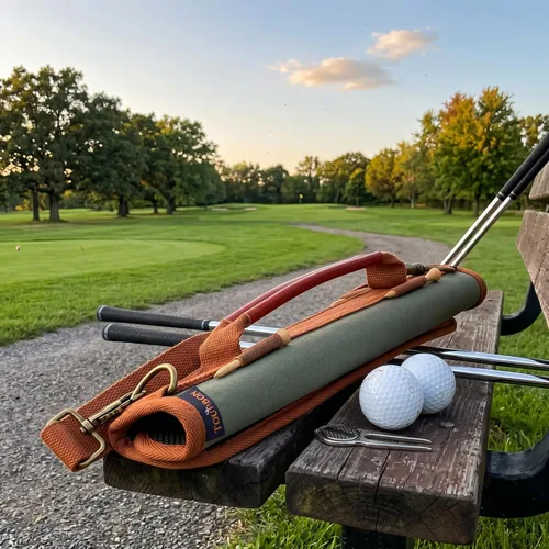 Vista 6 de TOURBON Bolsa de lona ligera para palos de golf con correa para el hombro Holds 4-5 Clubs, Golf Bag for Driving Range Sessions, Par 3 Courses