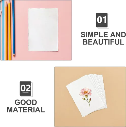Vista 3 de Generic 25pcs Watercolor Paper - Thick Cotton Pulp Paper Sheets Rough Texture Deckled Edge A6 for Watercolors Acrylics Calligraphy and Creative Art