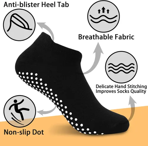 Vista 3 de GRPSKCOS Calcetines de yoga de Pilates para mujer, 4 pares antideslizantes para el hogar, hospital, para entrenamiento, con agarre descalzo