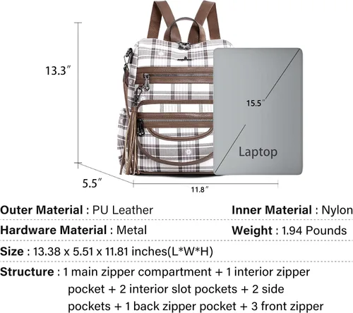 Vista 62 de Bolsos mochila monedero de piel sintética para mujer, bolsas con zíper, mochilas de hombro casuales