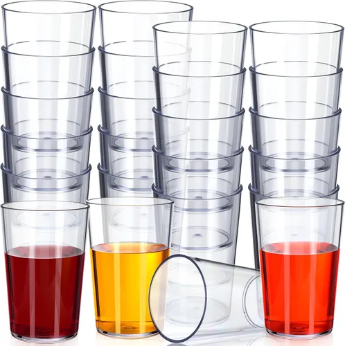 Vista 15 de Meanplan Paquete de 12 vasos de plástico de 8 onzas, vasos reutilizables Transparente