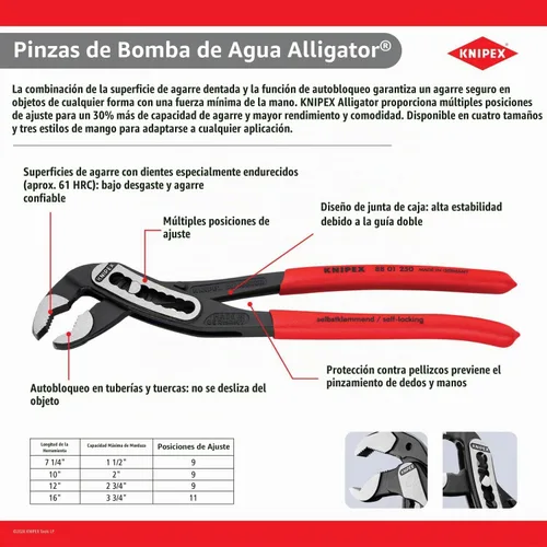 Vista 4 de KNIPEX Tools - Pinza para bomba de agua tipo cocodrilo (8801250), 10 pulgadas