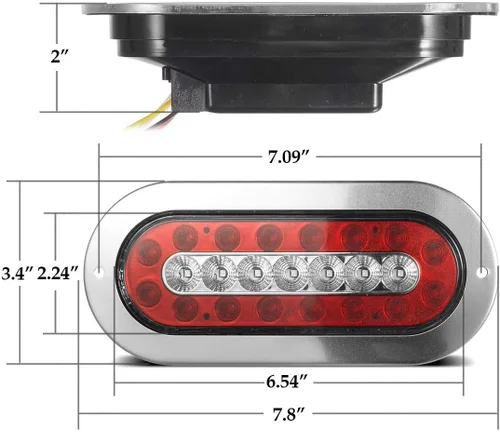 Vista 7 de Partsam 4 luces LED ovaladas de 6.5 pulgadas para remolque, 23 luces LED de montaje en brida, luces traseras de freno rojas, luces de marcha