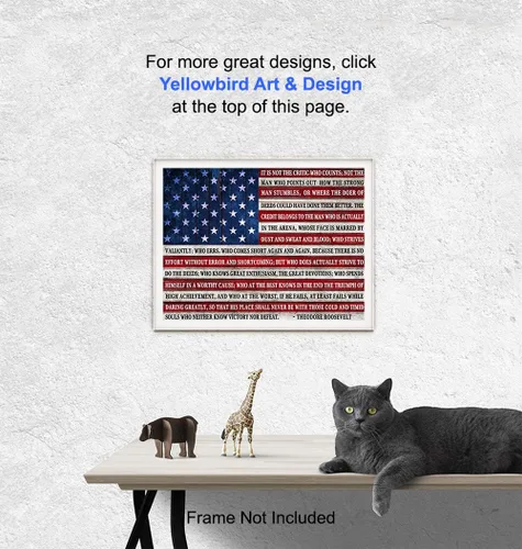 Vista 5 de Teddy Roosevelt - Póster impreso con cita de «Man in the Arena», 8 x 10 pulgadas, arte de pared «Daring Greatly», decoración de habitación, regalo